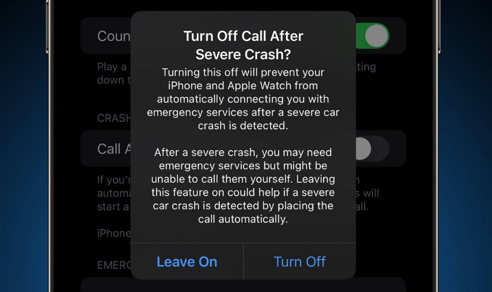 萝北苹果14维修分享 iPhone 14 和 Apple Watch 上关闭崩溃检测 