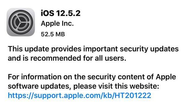 萝北苹果手机维修分享iOS12.5.2发布，建议所有老苹果用户安装 
